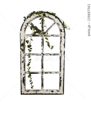 Old wooden window isolated on white background 139887561