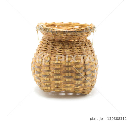 Bamboo basket hand made Handmade used for catching fish. isolated on white background. Bamboo basket hand made Handmade used for catching fish. isolated on white background. 139888312