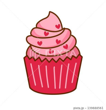 Valentine Cupcake Pink Heart Topping Valentine Cupcake Pink Heart Topping 139888561
