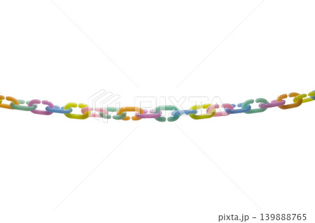 Pastel color of plastic chains isolated on white background 139888765