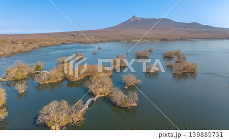 April 26 2026 Onumakoen Lake With Komagatake Mountain Aerial April 26 2026 Onumakoen Lake With Komagatake Mountain Aerial 139889731