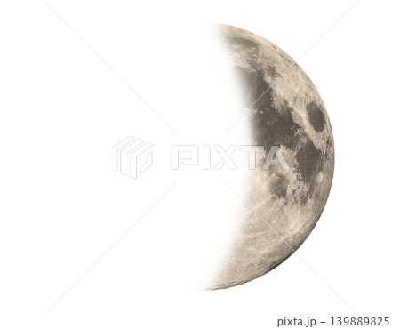 Detailed view of the waning gibbous moon surface with craters and maria Detailed view of the waning gibbous moon surface with craters and maria 139889825