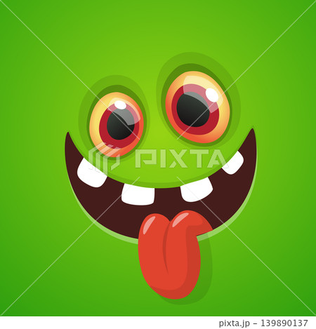 Cute Cartoon Monster Face Illustration. Funny Character Design Isolated. Great for Halloween party decoration or package design 139890137