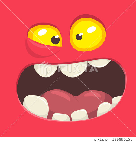 Cute Cartoon Monster Face Illustration. Funny Character Design Isolated. Great for Halloween party decoration or package design 139890156