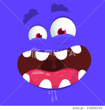 Cute Cartoon Monster Face Illustration. Funny Character Design Isolated. Great for Halloween party decoration or package design Cute Cartoon Monster Face Illustration. Funny Character Design Isolated. Great for Halloween party decoration or package design 139890165