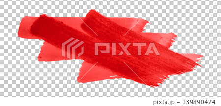 red brush isolated on transparent background red watercolor 139890424