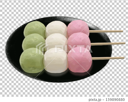 黑色盤子上的三色團子（3串） 139890880