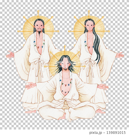 日本神祇,日本神話,創世三神,水彩插畫 日本神祇,日本神話,創世三神,水彩插畫 139891015