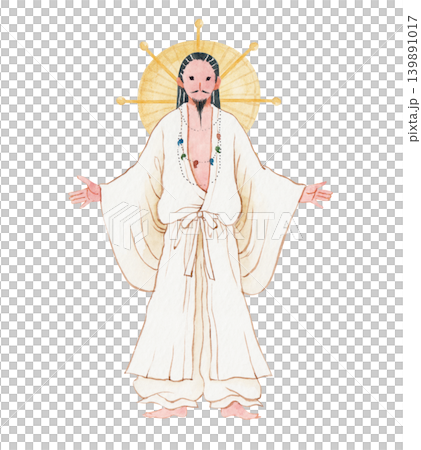 日本神祇,日本神話,高見結(日本神話中的神),水彩插圖。 日本神祇,日本神話,高見結(日本神話中的神),水彩插圖。 139891017
