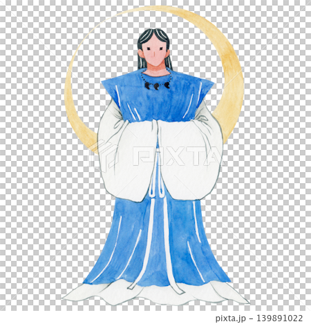 日本神祇,日本神話,月讀命,水彩插畫 日本神祇,日本神話,月讀命,水彩插畫 139891022