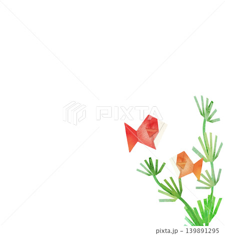和風折り紙金魚の挿絵 赤とオレンジ金魚 和風折り紙金魚の挿絵 赤とオレンジ金魚 139891295