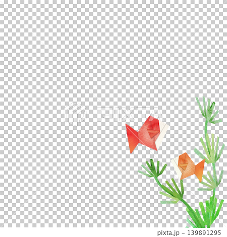 和風折り紙金魚の挿絵 赤とオレンジ金魚 和風折り紙金魚の挿絵 赤とオレンジ金魚 139891295