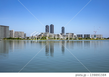 福岡県福岡市東区の香椎浜北公園より福岡アイランドシティを望む 139891384