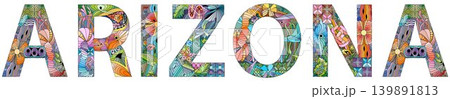 Word Arizona. Vector object for decoration 139891813