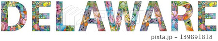 Word Delaware. Vector object for decoration 139891818