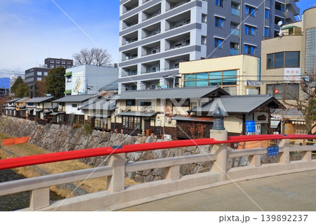 【長野県】晴天のなわて通り商店街と幸橋(松本市) 【長野県】晴天のなわて通り商店街と幸橋(松本市) 139892237