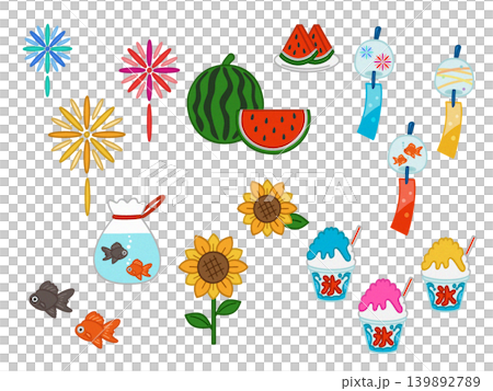 Summer-themed materials (hand-drawn style) 139892789