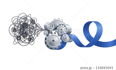 Messy Scribble Processed into Smooth Blue Ribbon Messy Scribble Processed into Smooth Blue Ribbon 139893043