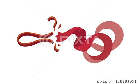 Red Rubber Band Snapping into Soft Silk Ribbon Red Rubber Band Snapping into Soft Silk Ribbon 139893051