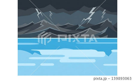 Stormy Grey Ocean Turning into Still Blue Surface Stormy Grey Ocean Turning into Still Blue Surface 139893063