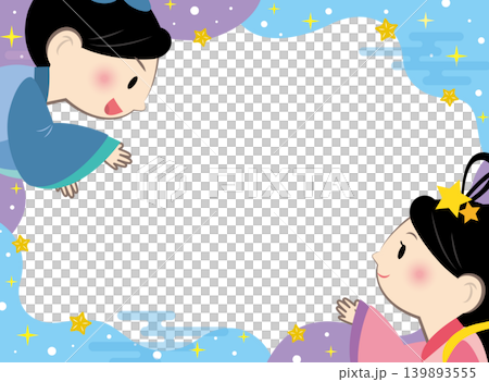 描繪七夕織姬和彥星的畫框。 139893555
