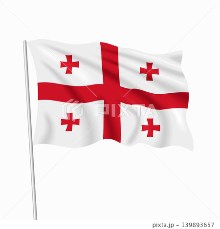Georgian waving national flag, design for national holidays. Vector illustration. 139893657