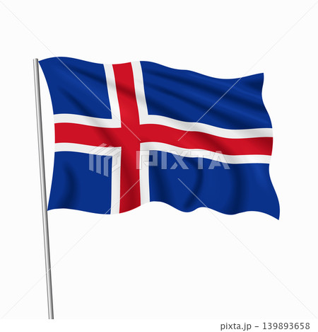 Icelandic waving national flag, design for national holidays. Vector illustration. 139893658