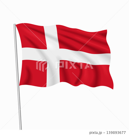 Danish waving national flag, design for national holidays. Vector illustration. Danish waving national flag, design for national holidays. Vector illustration. 139893677