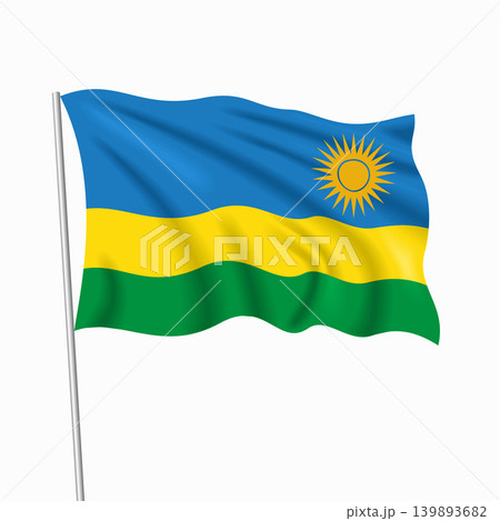 Rwandan waving national flag, design for national holidays. Vector illustration. Rwandan waving national flag, design for national holidays. Vector illustration. 139893682