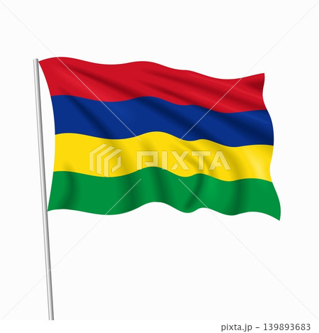 Mauritius waving national flag, design for national holidays. Vector illustration. Mauritius waving national flag, design for national holidays. Vector illustration. 139893683