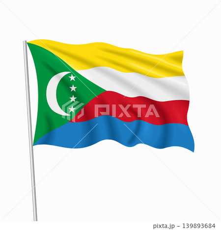 Comoros waving national flag, design for national holidays. Vector illustration. Comoros waving national flag, design for national holidays. Vector illustration. 139893684