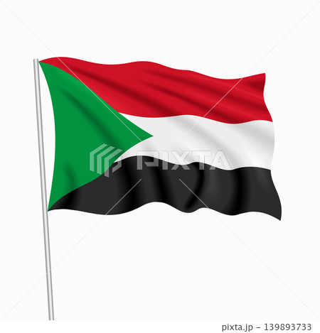 Sudanese waving national flag, design for national holidays. Vector illustration. 139893733