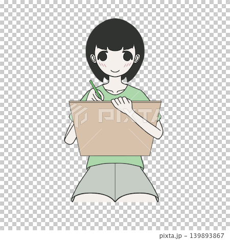 一個女孩正在全神貫注地畫畫。 一個女孩正在全神貫注地畫畫。 139893867