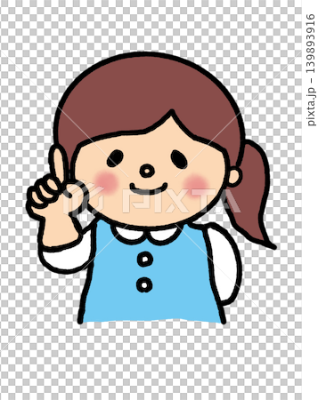 指差しするOL風のゆるかわイラストフレーム、お知らせ、案内、コピースペース、素材 指差しするOL風のゆるかわイラストフレーム、お知らせ、案内、コピースペース、素材 139893916