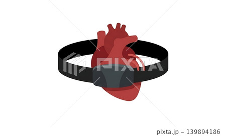 Black Chest Strap Heart Monitor with Red Heart 139894186