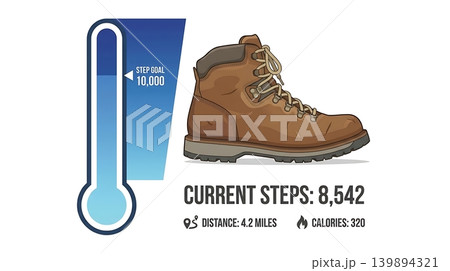 Blue Step Goal Thermometer Fitness Tracker UI Blue Step Goal Thermometer Fitness Tracker UI 139894321
