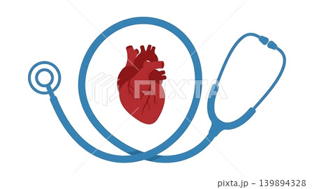 Blue Stethoscope Wrapped Around Red Heart Icon Blue Stethoscope Wrapped Around Red Heart Icon 139894328