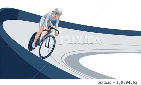 Caucasian Female Track Cyclist Riding High on Velodrome Banking Caucasian Female Track Cyclist Riding High on Velodrome Banking 139894562