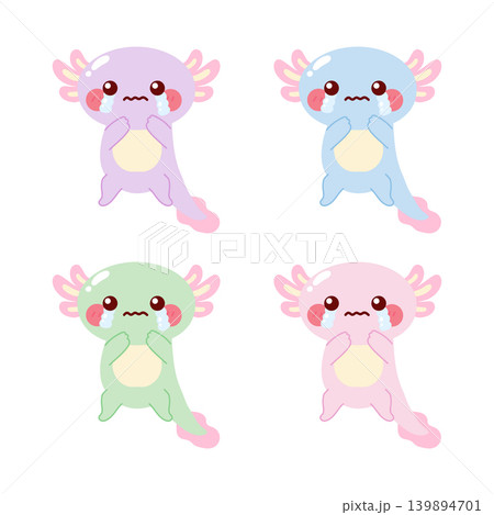Cute smiling axolotl exotic pet cartoon character 139894701