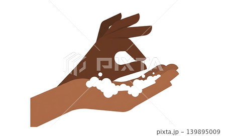 Dark Brown Fingertips Rubbing Circularly on Left Palm 139895009
