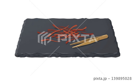 Dark Gray Slate Board With Orange Saffron Threads Dark Gray Slate Board With Orange Saffron Threads 139895028