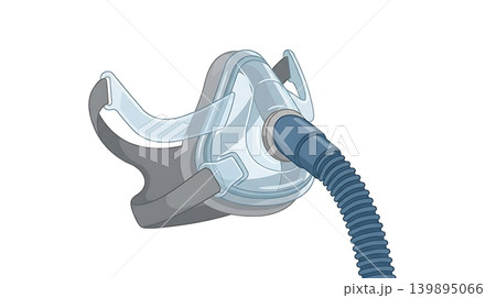 Clear Plastic CPAP Mask with Blue Ribbed Hose Clear Plastic CPAP Mask with Blue Ribbed Hose 139895066