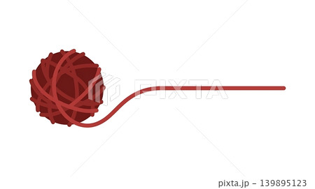 Cognitive Clarity Tangled Red Yarn Unravelling to Straight Line 139895123