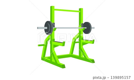 Compact Half Squat Rack Neon Green Flat Vector 139895157