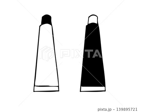薬剤チューブを美容院で使う　手書き線画イラスト 139895721