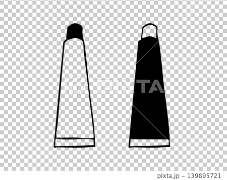 薬剤チューブを美容院で使う　手書き線画イラスト 139895721