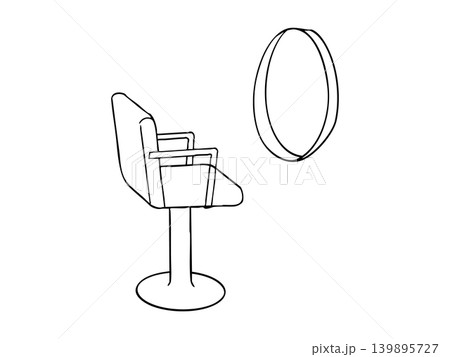 美容院の椅子と鏡を描いたシンプルな線画イラスト素材 美容院の椅子と鏡を描いたシンプルな線画イラスト素材 139895727
