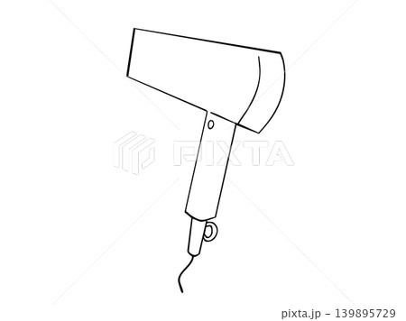 髪を整えるドライヤーを描いたシンプルな線画イラスト素材 髪を整えるドライヤーを描いたシンプルな線画イラスト素材 139895729
