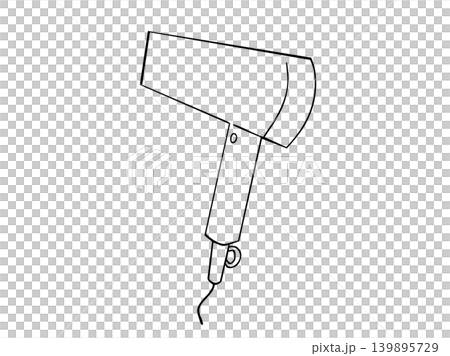髪を整えるドライヤーを描いたシンプルな線画イラスト素材 髪を整えるドライヤーを描いたシンプルな線画イラスト素材 139895729