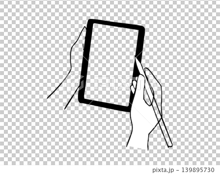 Line art illustrations drawn on an iPad with a pen tablet, depicting reception, appointment scheduling, and counseling services. 139895730